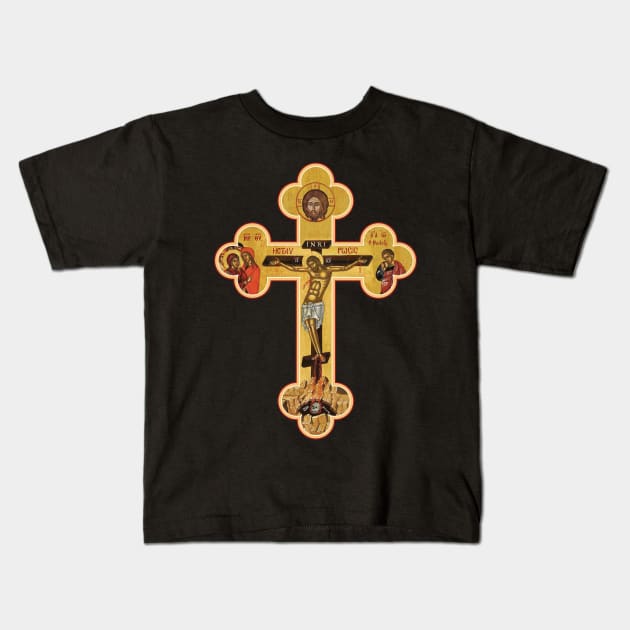 Orthodox Cross Icon Kids T-Shirt by Beltschazar